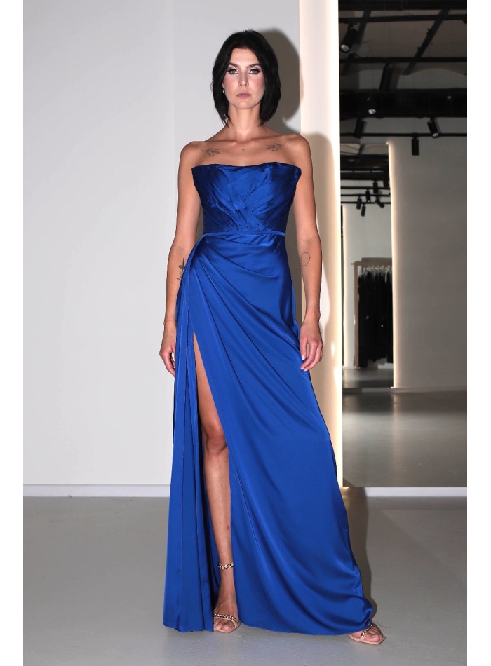 Robe de soirée bleu électrique avec fente...