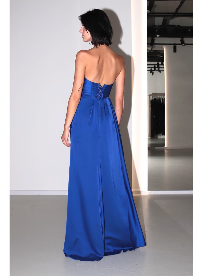 Vestido de Fiesta azul eléctrico con abertura...