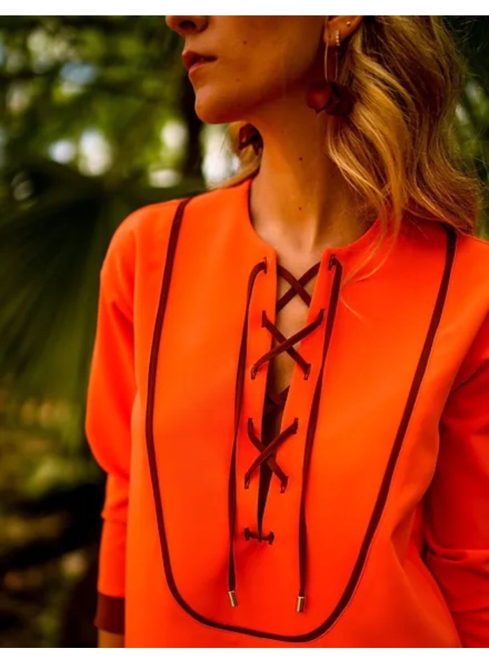 Robe d'invité de style kaftan orange avec...