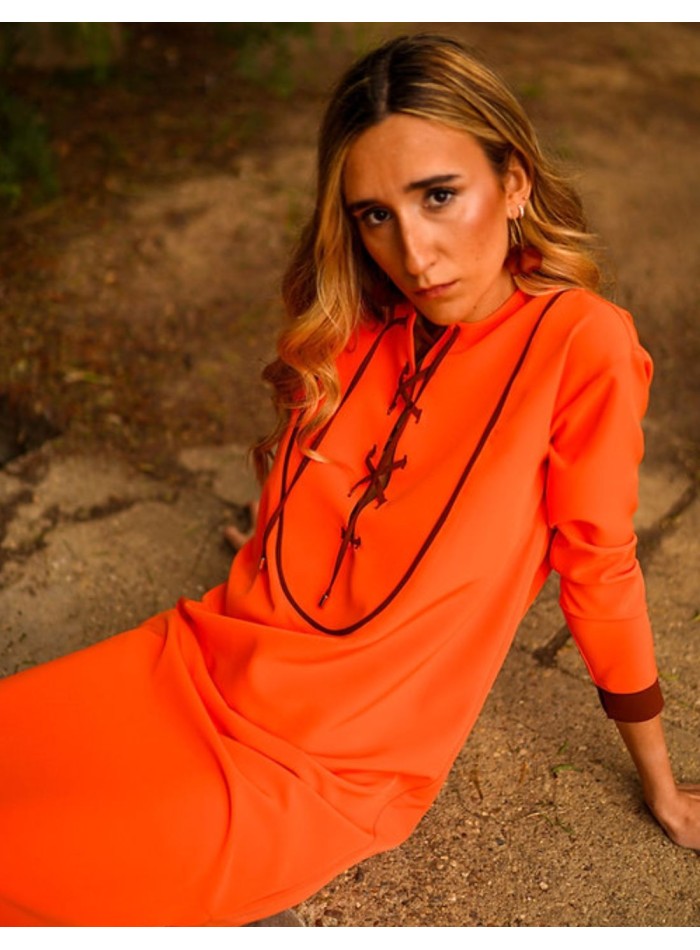 Robe d'invité de style kaftan orange avec...