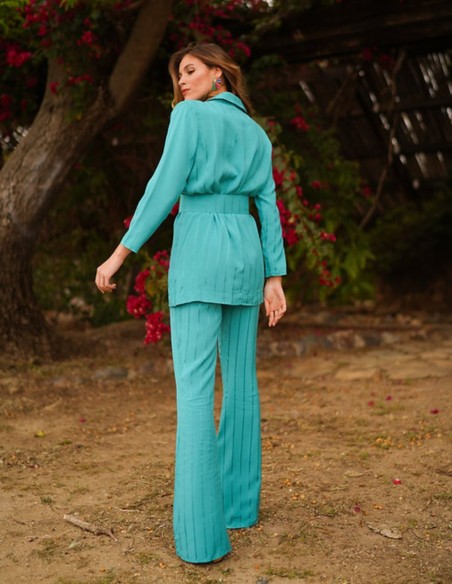 Veste de costume turquoise avec épaulettes et Ceintures