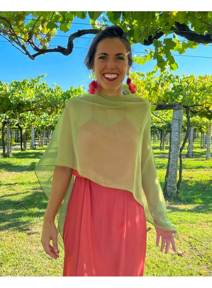 Olive green short chiffon party cape