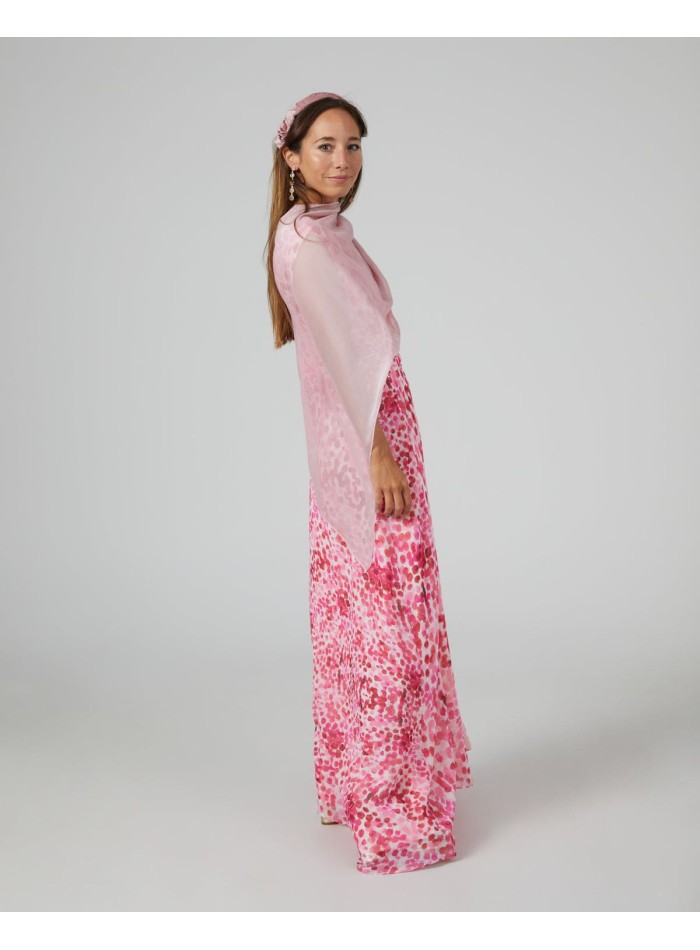 Pink party cape in double thread chiffon