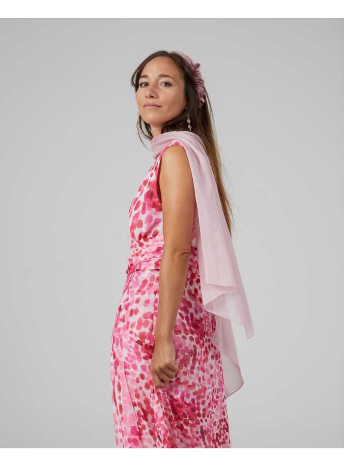 Pink party cape in double thread chiffon