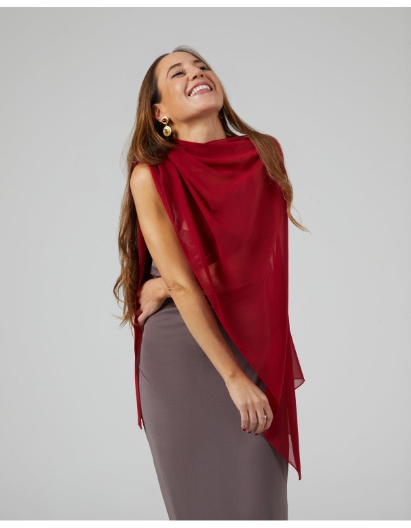 Capa de fiesta corta en gasa roja