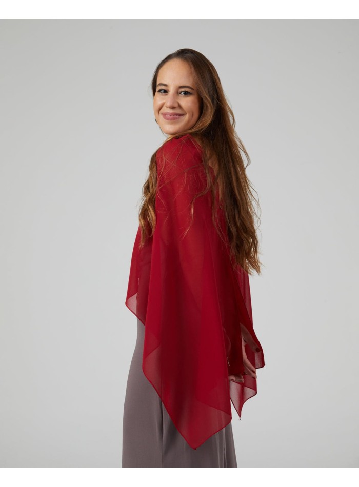 Short party cape in red chiffon