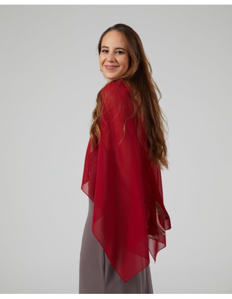 Short party cape in red chiffon