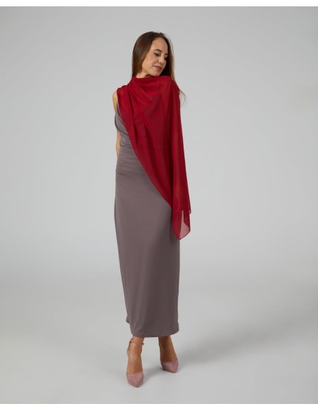 Short party cape in red chiffon