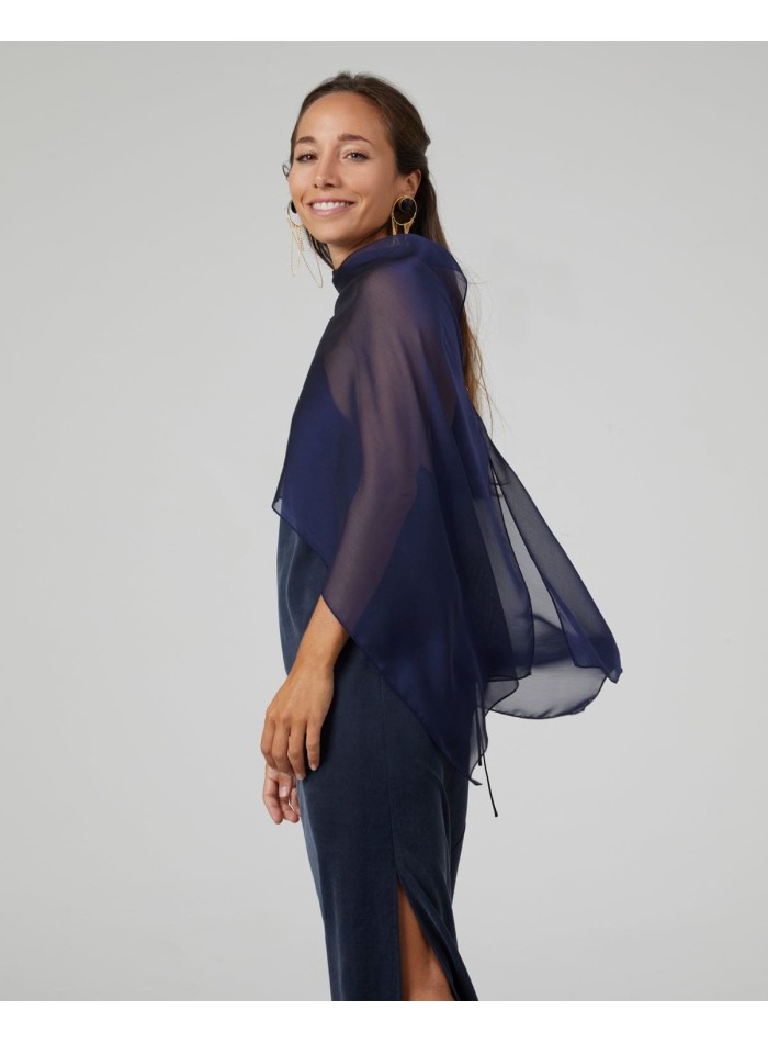 Navy blue short party cape in chiffon