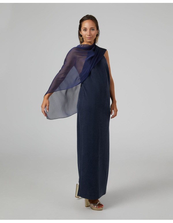 Navy blue short party cape in chiffon