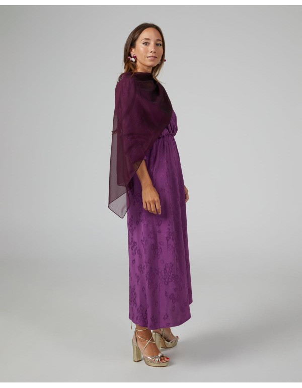 Short party cape in wine chiffon 2