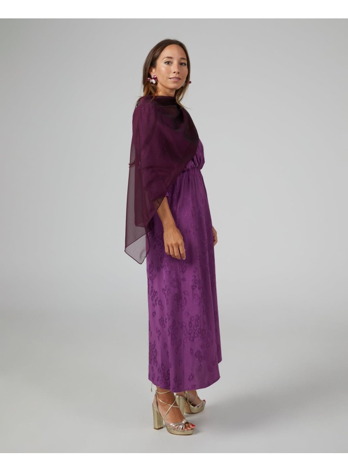 Short party cape in wine chiffon