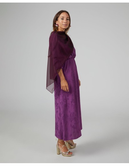 Short party cape in wine chiffon