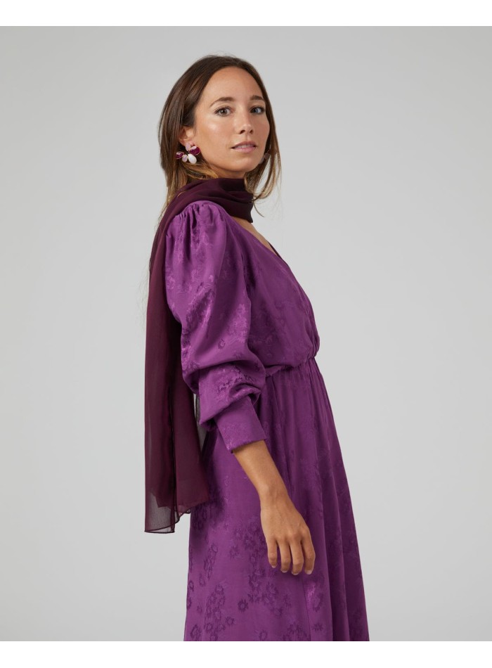 Short party cape in wine chiffon