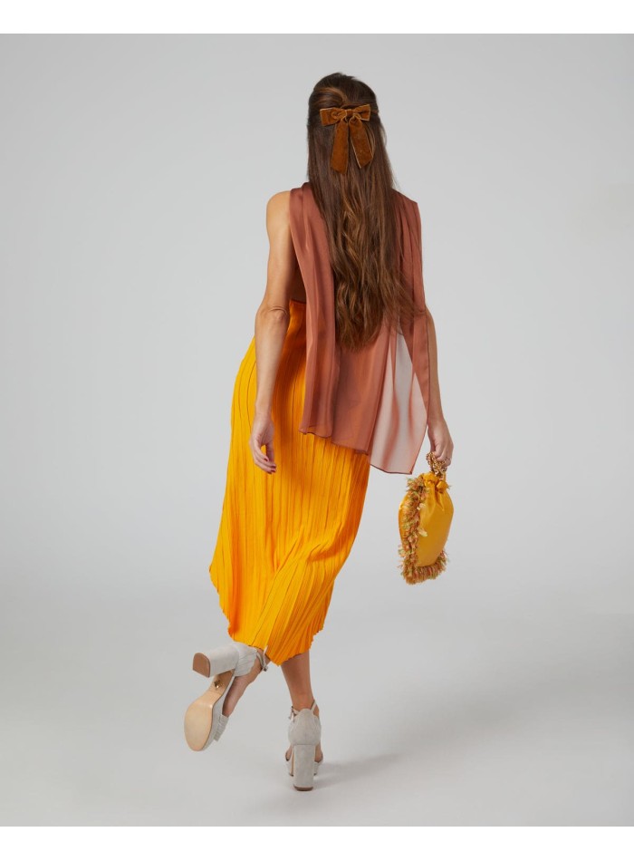 Multi-position short party cape in caramel chiffon