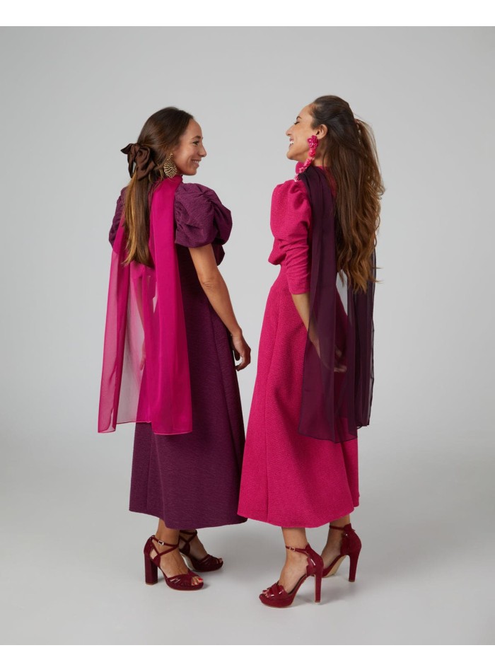 Long layer in cationic wine gauze with double...