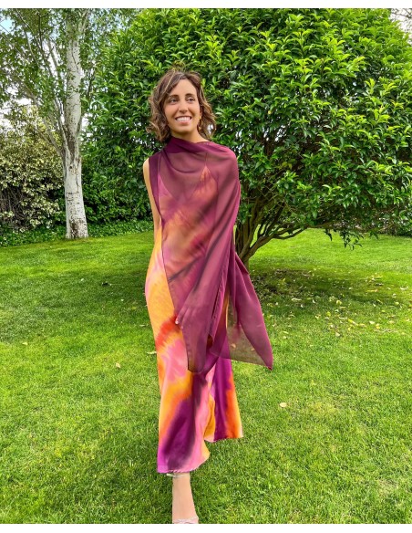 Long layer in cationic wine gauze with double threads