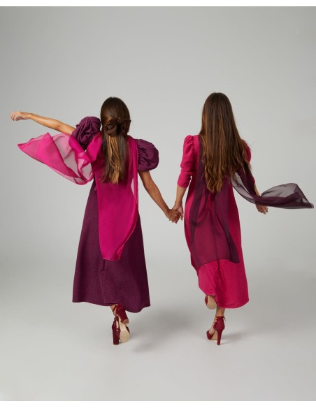 Long layer in cationic wine gauze with double threads