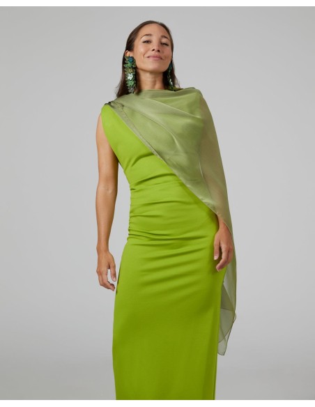 Longue couche de gaze cationique vert pistache avec double fil