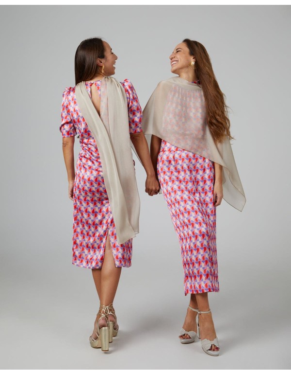 Champagne double thread chiffon short party cape 2