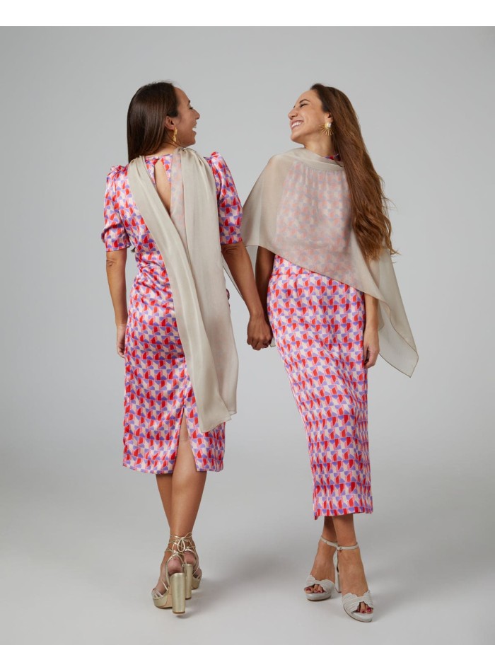 Capa de fiesta corta de gasa de doble hilo...