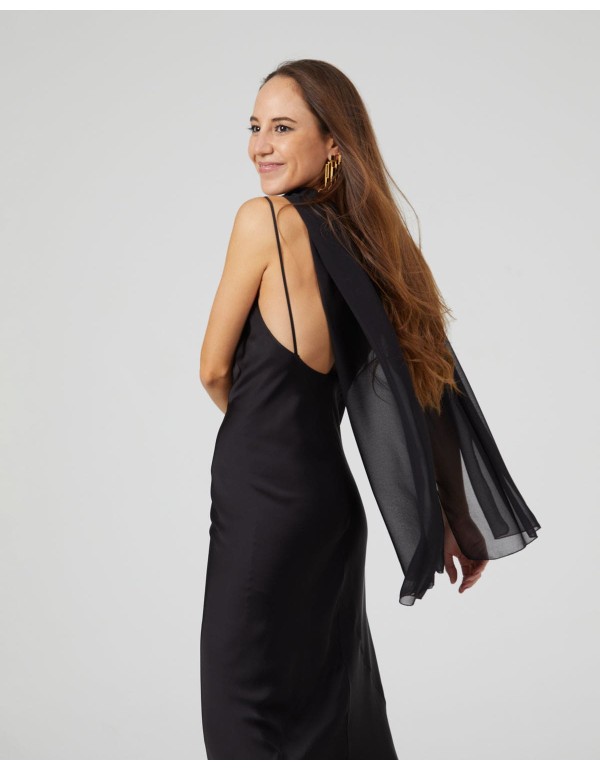 Short party cape in black chiffon