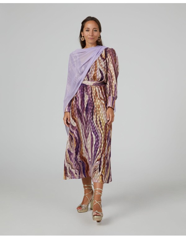 Short cape in cationic lilac chiffon double thread 2