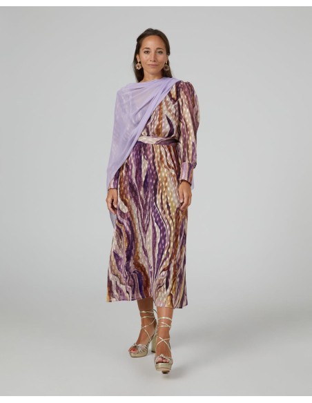 Couche courte en gaze cationique lilas double fil