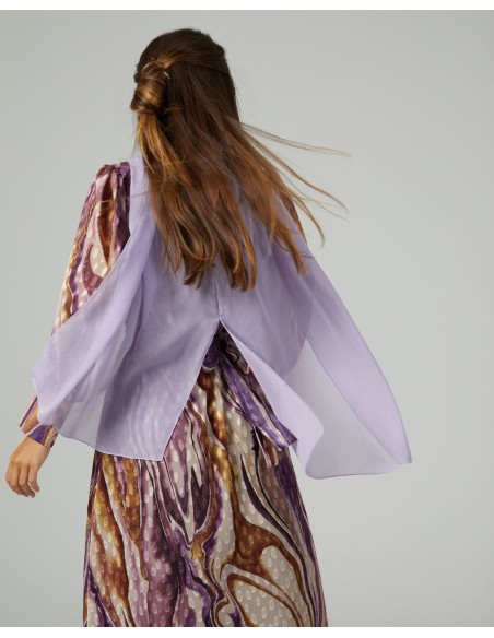 Couche courte en gaze cationique lilas double fil