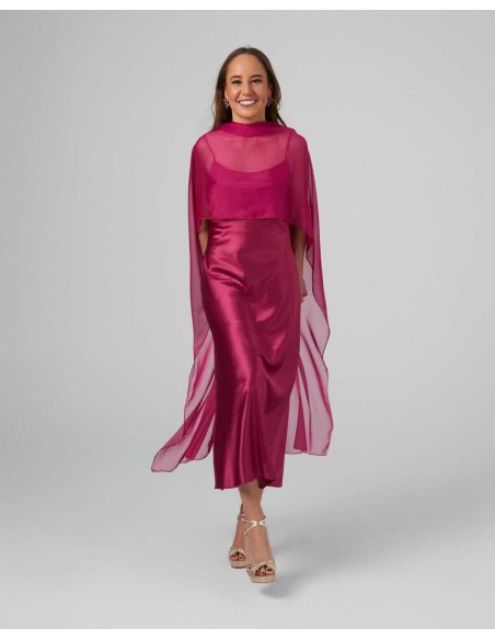 Bougainvillea chiffon and double thread midi cape