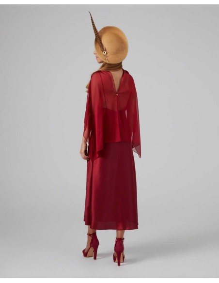Maroon double-strand cationic chiffon cape