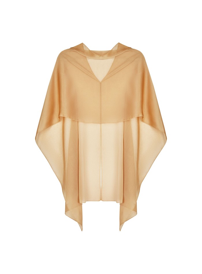 Multi-position short party cape in golden chiffon