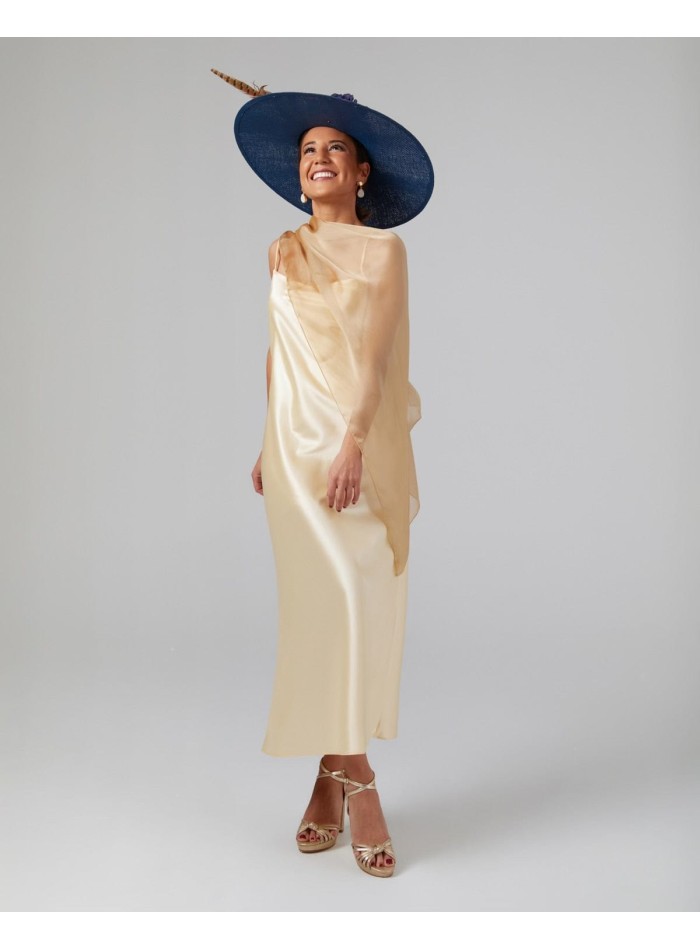 Multi-position short party cape in golden chiffon