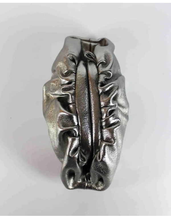 Metallic silver leather clutch 2