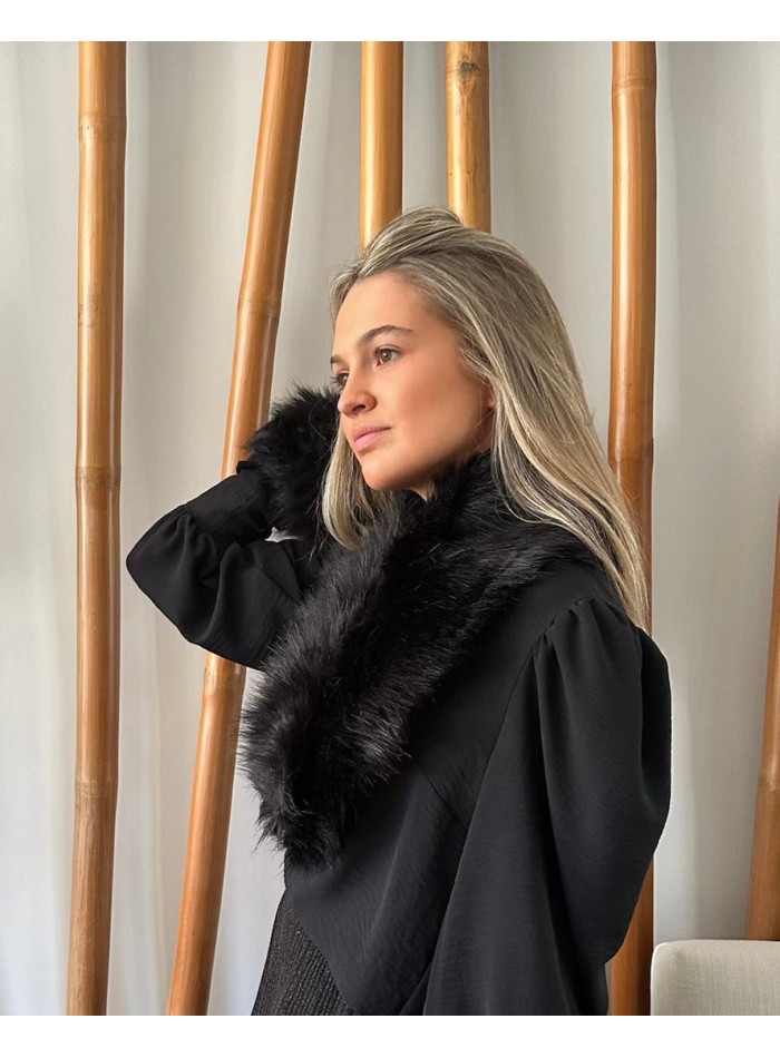 Party collar stole in black fur