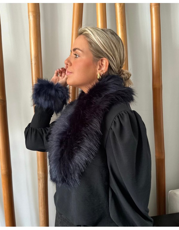 Evening blue short hair party stole 2