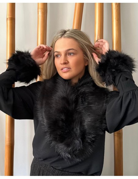 Black synthetic fur cuffs
