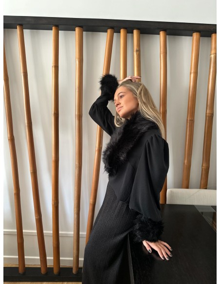 Black synthetic fur cuffs