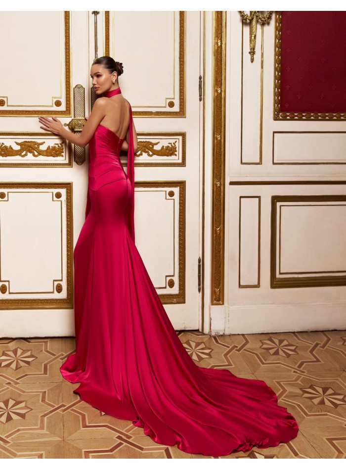 Raspberry long ball gown with sweetheart...