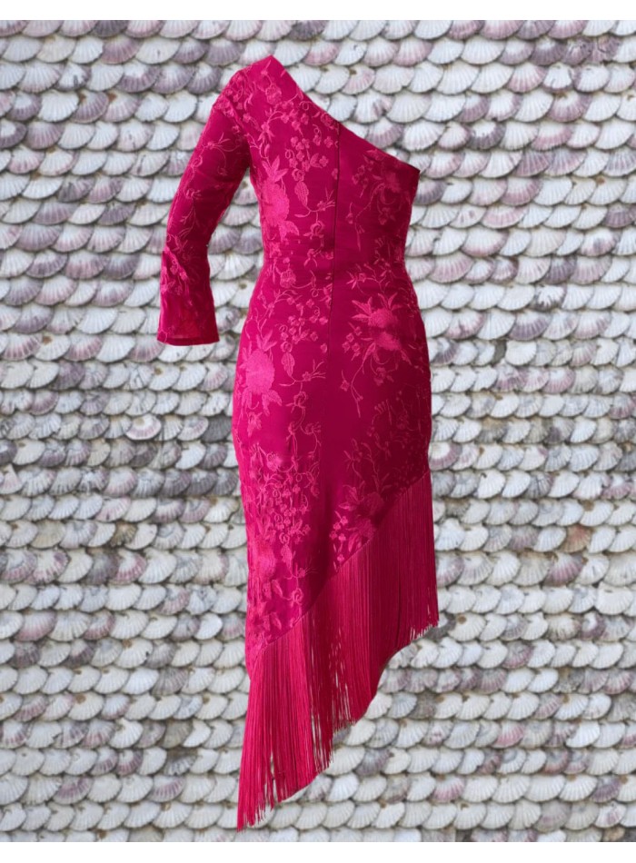 Vestido de fiesta midi asimétrico con una manga...