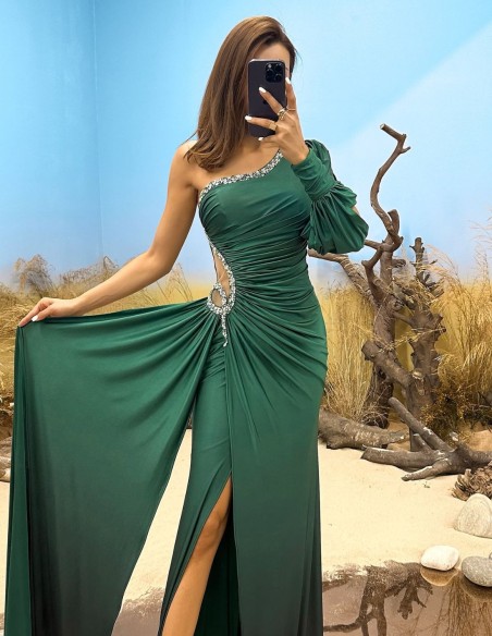 Asymmetric maxi dress with gradient and layered skirt