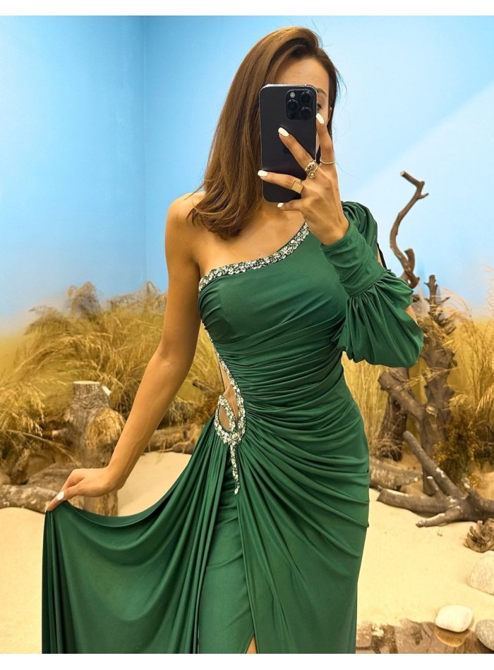 Asymmetric maxi dress with gradient and layered...