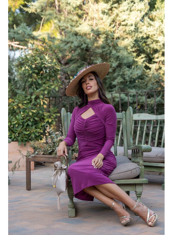 Bougainvillea ruffled midi party dress with...