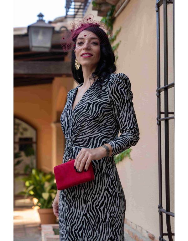 Robe midi à imprimé animalier noir et blanc 2