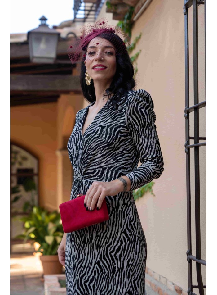 Black and white animal print midi dress