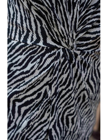 Robe midi à imprimé animalier noir et blanc