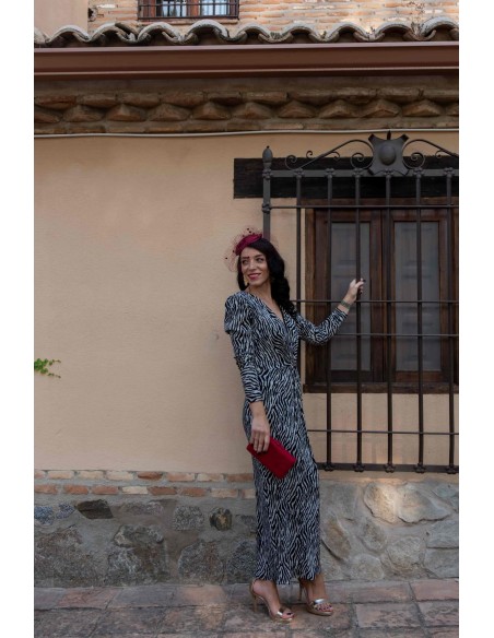Black and white animal print midi dress
