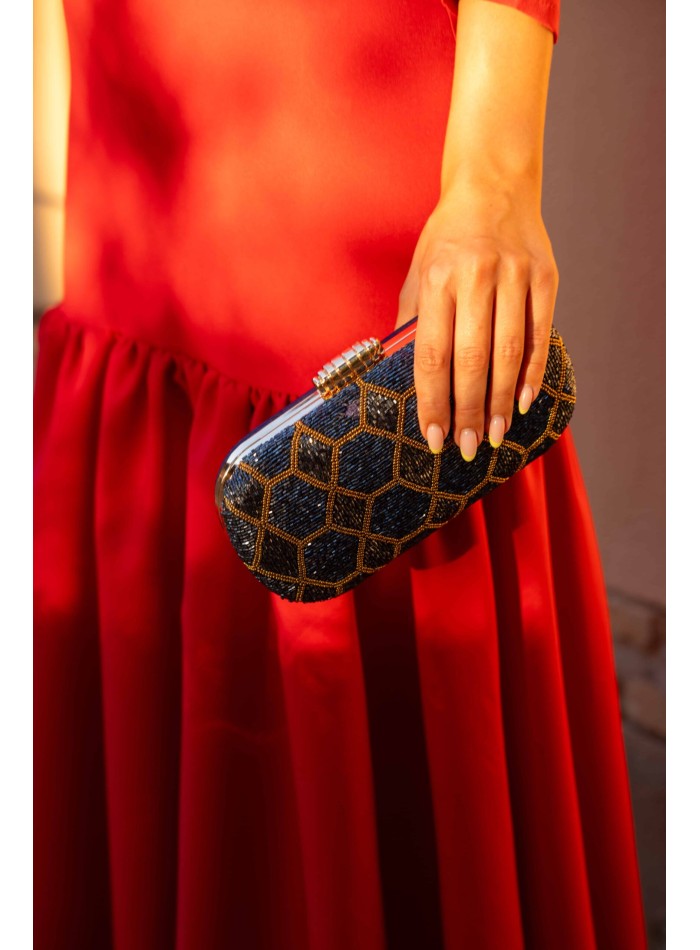 Vestido midi rojo cuerpo ajustado con falda...