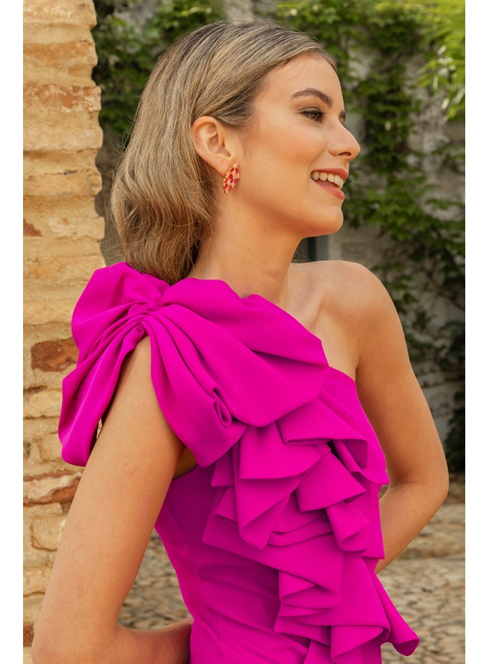 Bougainvillea cocktail dress with asymmetrical...