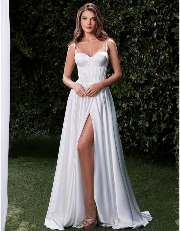 Strapless wedding dress with bodice and spaghetti straps
